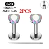 2/10PCS G23 Titanium Piercing Jewelry Ear Cartilage Tragus Heart Flat Back Stud Earrings 16G CZ Internal Thread Labret Lip Ring - Image 15