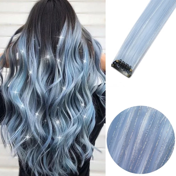 6pcs/pack Colored Party Highlights Clip in Hair Extensions for Girls 22 inches Multi-colors Straight Hair Synthetic Hairpieces - Image 33
