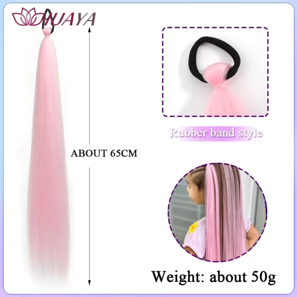 26inch Synthetic Ponytail Extensions With Rubber Band Ombre Braided Colorful Ponytail DIY Ponytail Hair Daily Party Wear Use - Image 9