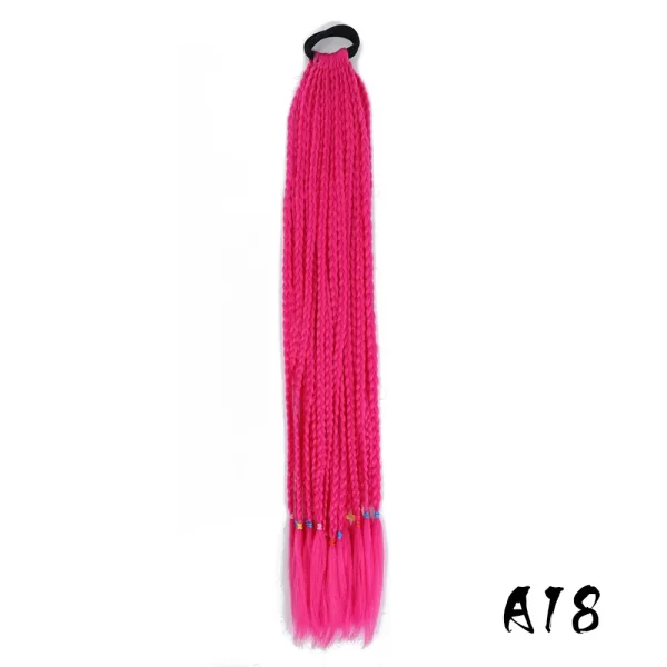 Synthetic Colored Braided Ponytail Hair Extension 60CM Elastic Rubber Band Braiding Ponytail Hair Extensions For Girls - Image 18