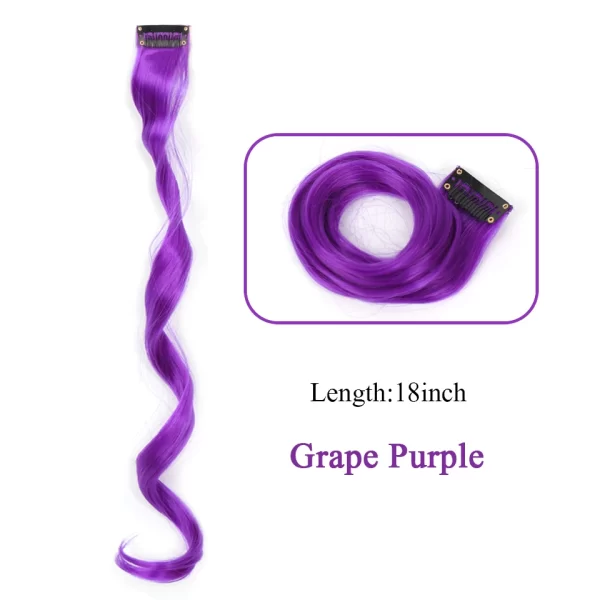 HUAYA Synthetic Long Curly Women Heat Resistant Clip In Hair Extension Hairpiece Gold Grey Purple Pink Red Colorful Extension - Image 26