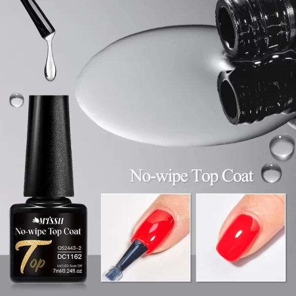 Mtssii 7ml No Wipe Top Base Coat Nail Gel polish Matte Top Coat  Enhancer Varnish Semi Permanent Soak Off UV LED Nail Art Tool - Image 2