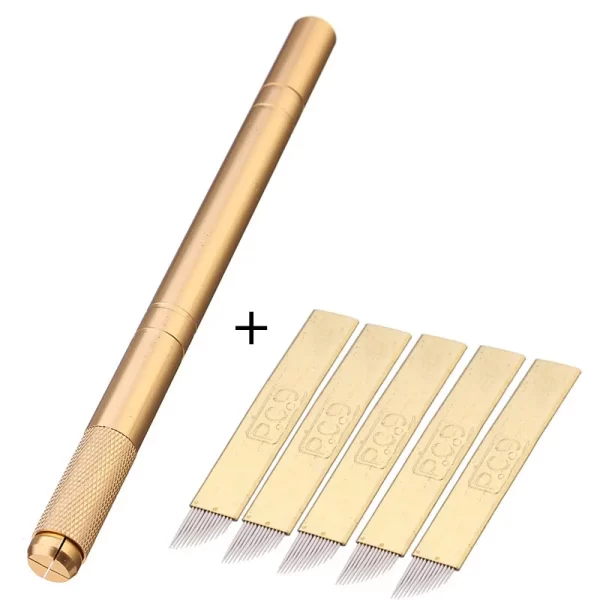 Profession Manual Pen Blade Needles Tattoo Pen Eyebrow Lip Eye for Permanent Makeup 3D Microblading Pen+5pcs Needle - Image 8