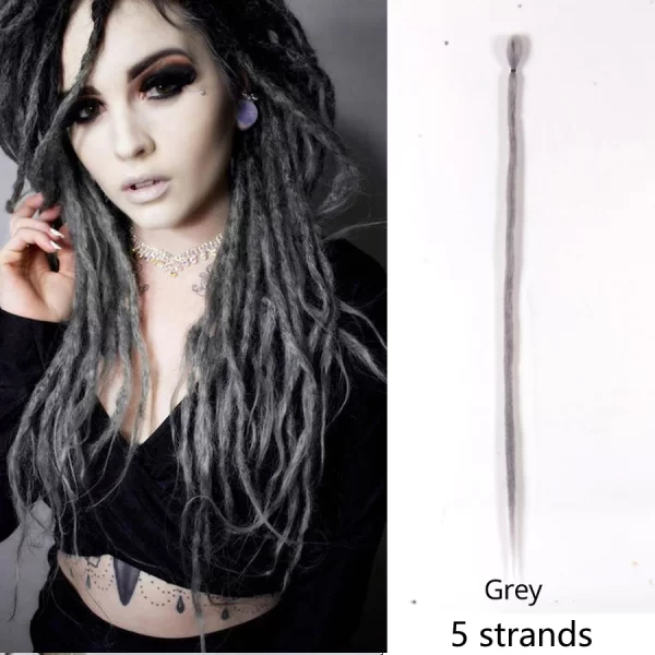 5strands Dreadlocks Hair Extensions Synthetic Faux Locs Crochet Hair Braids Hip-hop Knotless Hook Ombre Braiding African Tribe - Image 19