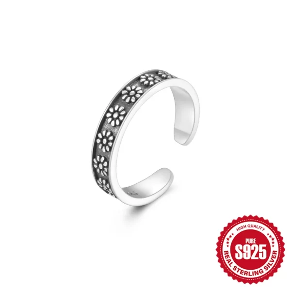 Aide 925 Sterling Silver Vintage Flower Toe Ring High Quality For Women Summer Vacation Beach Party Minimalist Jewelry Gift Feet - Image 7