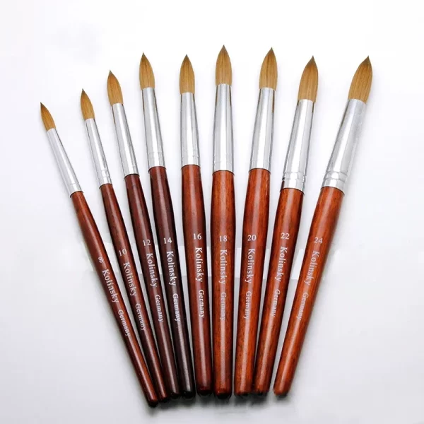 Kolinsky Hair Nail Brush Good Quality Nail Art Mink Brush Wood Handle Gel Nail Builder Manicure Brush Drawing Tools Size 8-24 - Image 3