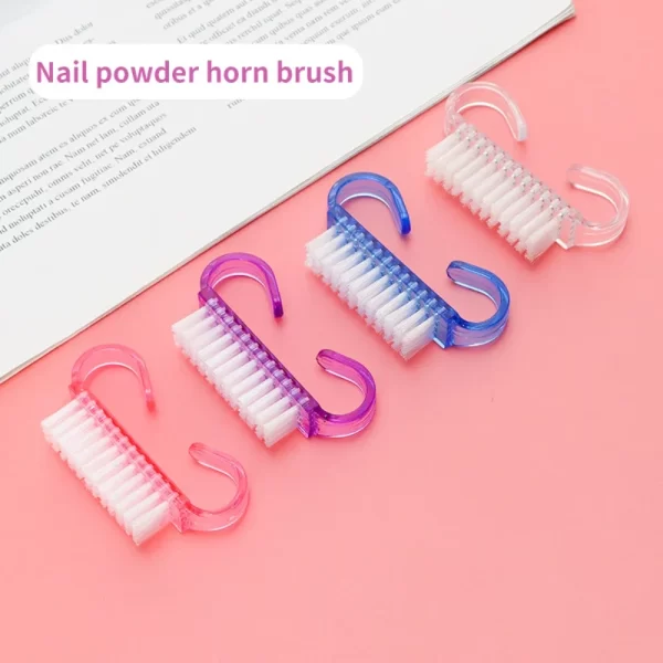 2PCS Nail Brushes 4 Colors Nail Art Manicure Pedicure Soft Remove Dust Powder Cleaning Brush Tools Transparent Horn Brushes - Image 3