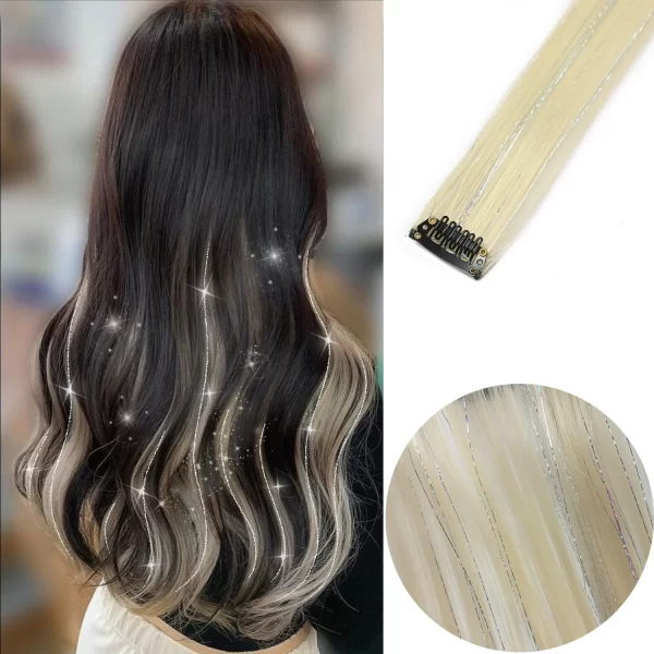 6pcs/pack Colored Party Highlights Clip in Hair Extensions for Girls 22 inches Multi-colors Straight Hair Synthetic Hairpieces - Image 40