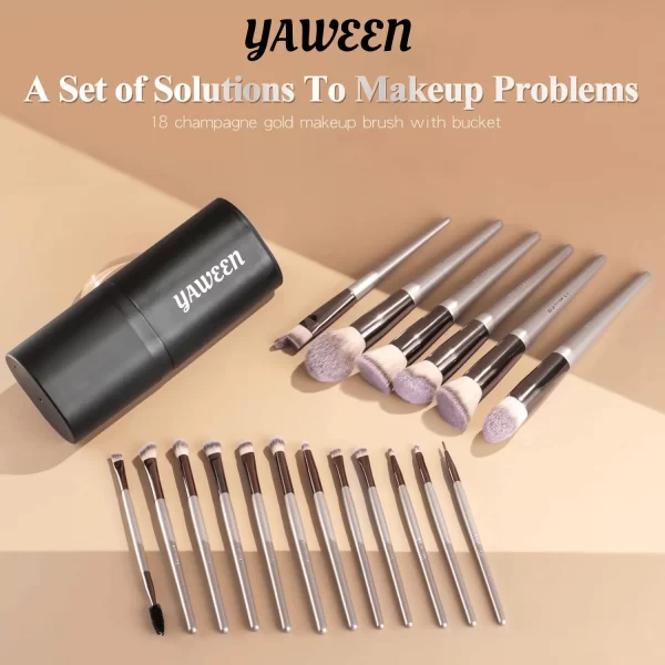 Makeup Brush Set 18 Pcs Premium Synthetic Foundation Powder Concealers Eye shadows Blush Make-up for Women with Black Case - Image 6