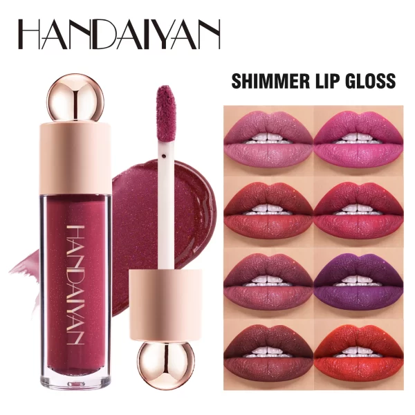 Handaiyan Matte glitter Waterproof Shimmer Lip Gloss Sexy Lipgloss Pigments Makeup Long Lasting Tinted Lip Glaze - Image 3
