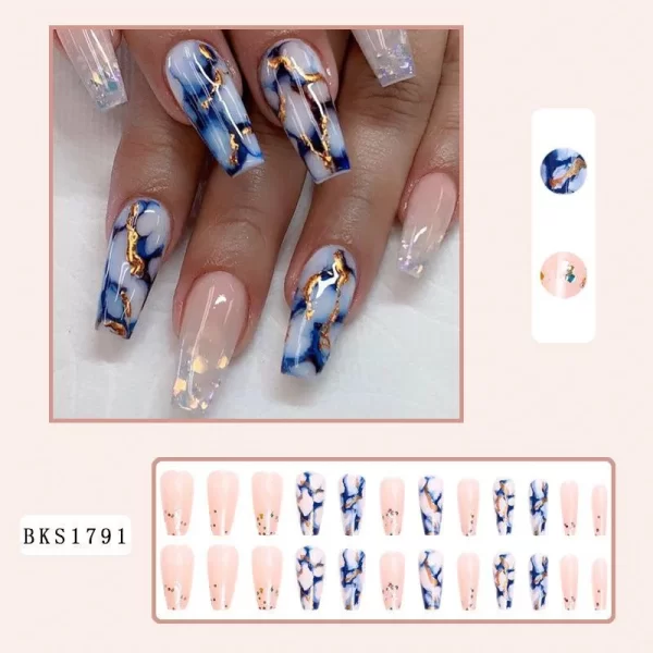 24Pcs Long Fake Acrylic Press On Nails Set Removable Wearing False Nails Tips Decorated Artificial Realistic Nail Art Supplies - Image 2