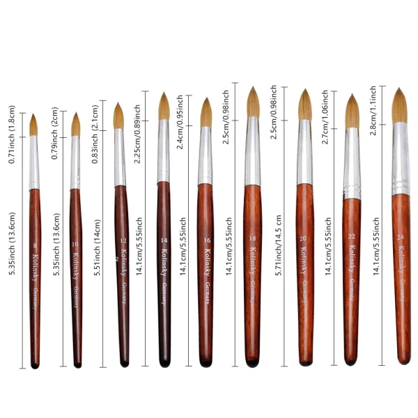 Kolinsky Hair Nail Brush Good Quality Nail Art Mink Brush Wood Handle Gel Nail Builder Manicure Brush Drawing Tools Size 8-24 - Image 6