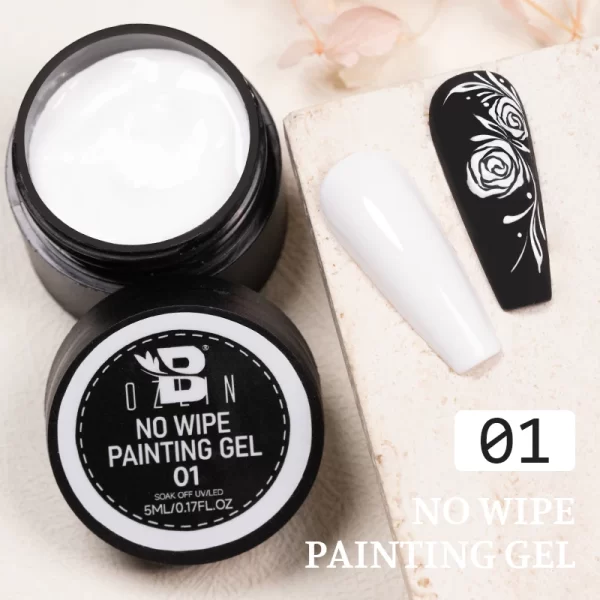 BOZLIN 5ml 4 In 1 No Wipe Painting Gel Varnish Black White Color Painting Liner Nail Art Glitter UV Gel Top Coat Manicure Polish - Image 8