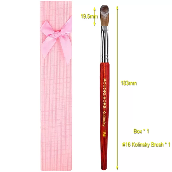 UsiDaer Kolinsky Nail Brush Acrylic with Red Round Wooden Handle and 100% Kolinsky Sable Hair for Crystal UV Gel Painting - Image 19