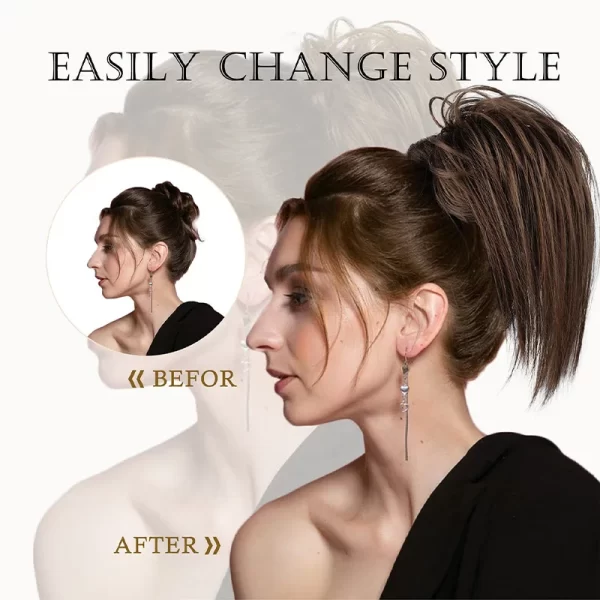 Messy Bun Hair Piece Claw Clip in Hair Buns Hair Piece for Women Straight Short High Ponytail Extension Tousled Updo Faux Hair B - Image 4