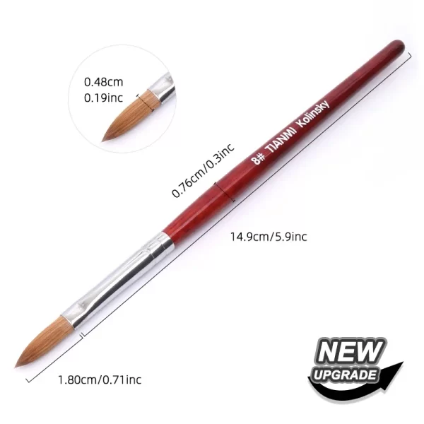 Kolinsky Hair Nail Brush Good Quality Nail Art Mink Brush Wood Handle Gel Nail Builder Manicure Brush Drawing Tools Size 8-24 - Image 19