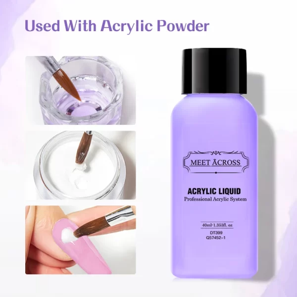 MEET ACROSS 40ml Acrylic Liquid For Acrylic Powder Dust Nails Monomer Crystal Nail Art Nail Extension Carving Manicure Tool - Image 3