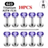 2/10PCS G23 Titanium Piercing Jewelry Ear Cartilage Tragus Heart Flat Back Stud Earrings 16G CZ Internal Thread Labret Lip Ring - Image 9