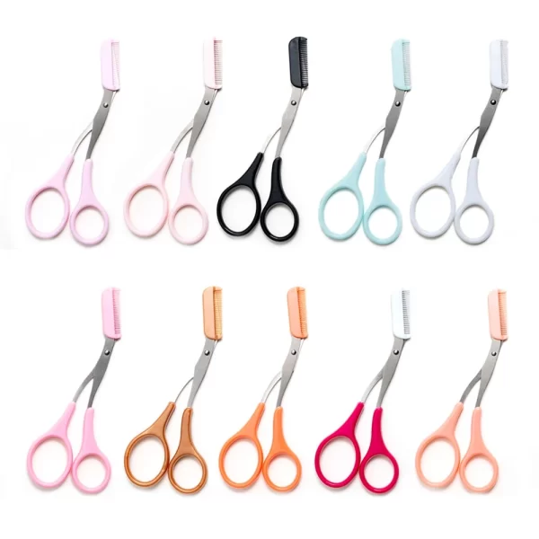 Stainless Steel Facial Hair Removal Shaver Cutter Eyebrow Trimmer Scissors Color Titanium With Comb Removable Makeup Accessories - Image 5
