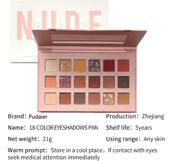 18 Colors Eye Shadow Pallete Matte Glitter Shimmer Metallic Luminous Satin Nude Natural Eyeshadow Palette Makeup for Gift Women - Image 5