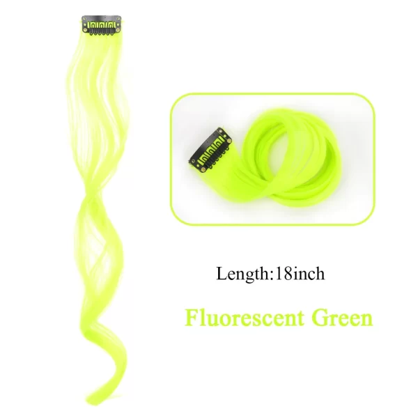 HUAYA Synthetic Long Curly Women Heat Resistant Clip In Hair Extension Hairpiece Gold Grey Purple Pink Red Colorful Extension - Image 7