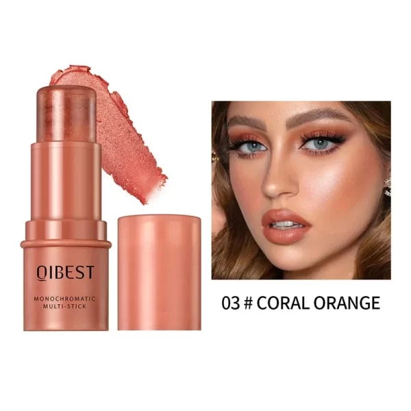 3-in-1 Cheek Blush Stick Lip Tinted Eyes Cheek Lips Brighten Cream Water-resistant Moisturizing Face Contouring Shadow Blusher - Image 10