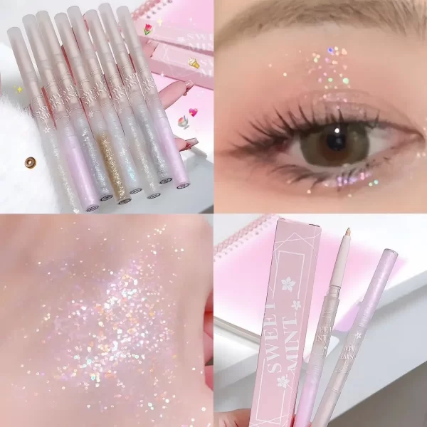 2 In 1 Liquid Glitter Eyeshadow Matte Skin Tone Silkworm Pen Pearl Shimmer Waterproof Liquid Sequins Eyeliner Eye Shadow Makeup - Image 4