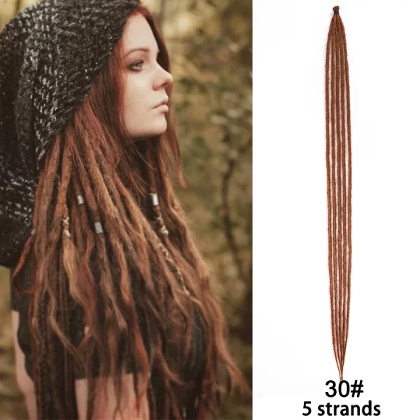 5strands Dreadlocks Hair Extensions Synthetic Faux Locs Crochet Hair Braids Hip-hop Knotless Hook Ombre Braiding African Tribe - Image 10