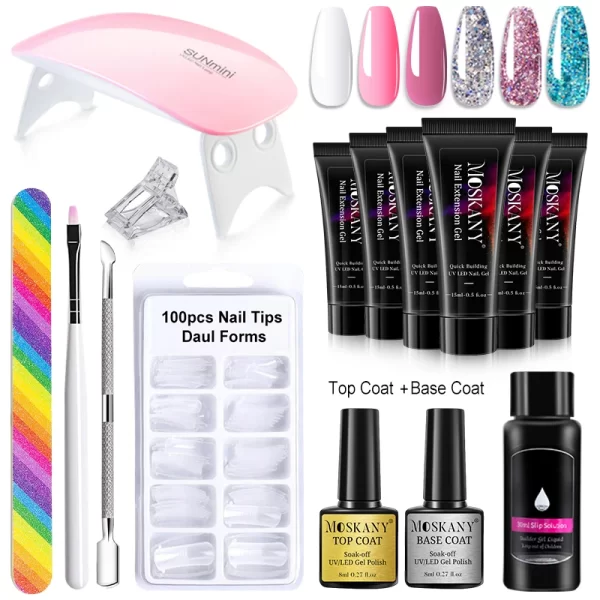 Poly Nail Gel Full Set With 6W LED Lamp Nail Set For Beginner Nail Tips Art 3D Design Decoration Extension Manicure Tools Kit - Image 17