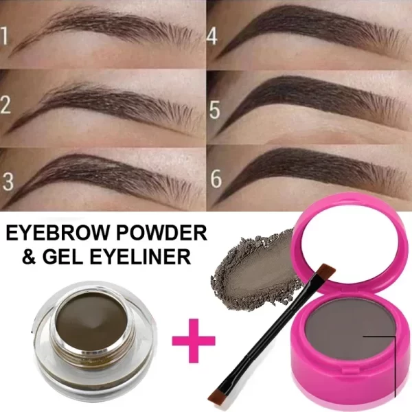 Matte Eyeliner Eyebrow Cream Gel 2 in 1 Waterproof Long Lasting Contouring Brown Black Brow Cream with Brushes Makeup Cosmetics - Image 2