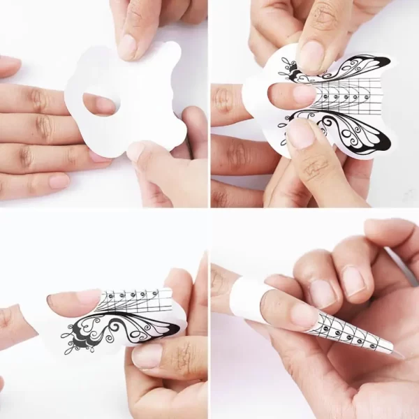 French Nail High Quality Self Adhesive Backing Economic Disposable Provide Accurate Guidance Nails Nail Care Paper Holder - Image 6