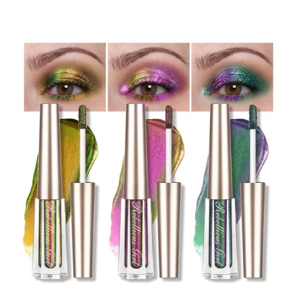 3 Pcs Metal Liquid Chameleon Eye Shadow, Multi-Dimensional Eye Makeup Durable Holographic Flash Multi-color Eye Shadow Cosmetics - Image 2