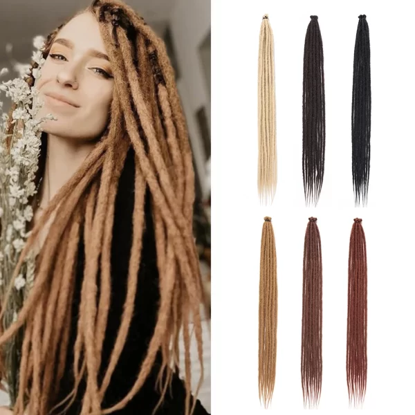 Synthetic Dreadlock Extensions 10 Root/pack Hippie Single Ended Dreads Ombre Loc Extensions 24 Inch Reggae Style Crochet Hair - Image 2
