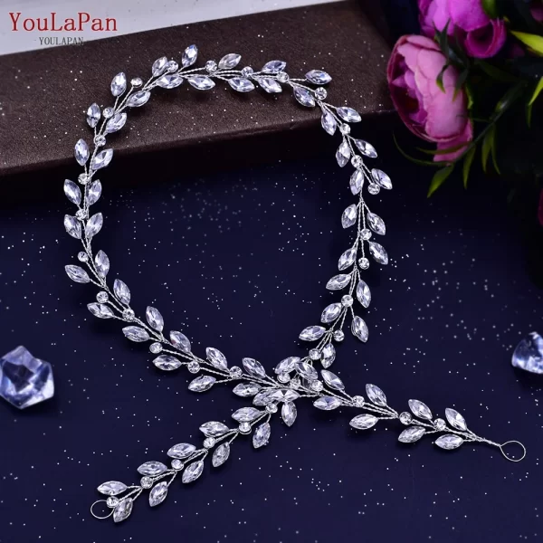 YouLaPan HP390 Luxury Wedding Headpiece Rhinestone Hair Vine for Bride Headwear Alloy Flower Headband Weding Hair Accessories - Image 11