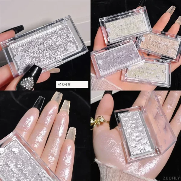 Highlighter Mashed Potato Texture Diamond Highlighter Powder Not Dry Glitter Face Contour Shimmer Illuminator Makeup Cosmetics - Image 8
