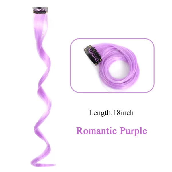 HUAYA Synthetic Long Curly Women Heat Resistant Clip In Hair Extension Hairpiece Gold Grey Purple Pink Red Colorful Extension - Image 12