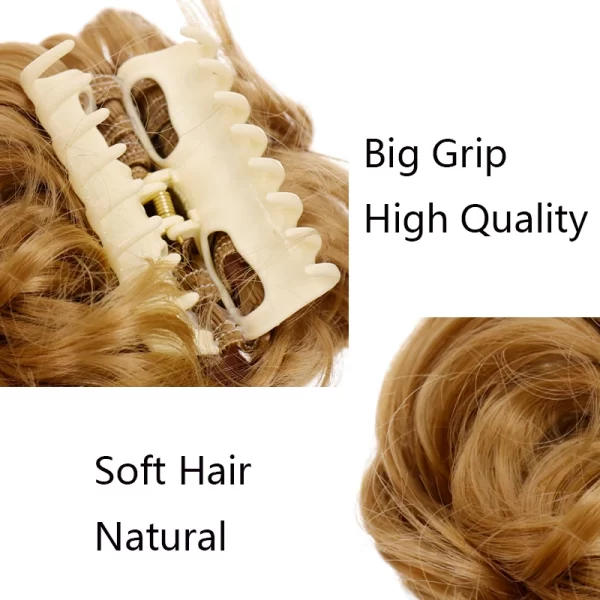 Women's Hair Bun Synthetic Bands Short Curly Chignon Hairpins Claw In Hairpieces for Fake False Hair Scrunchy Black Brown - Image 3