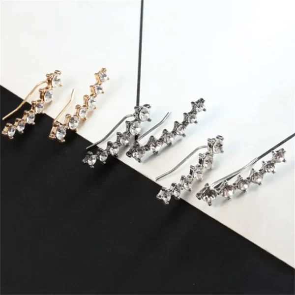 1pc Fashion Personality Gold Color 6pcs Rhinestone Ear Clip Earrings for Women Student Girl,Suitable Daily Party Wear Give Gift - Image 3
