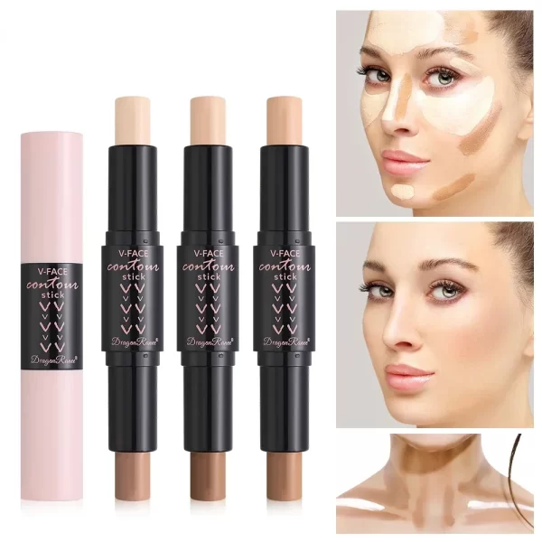 Double-ended Face Contour Concealer Stick Waterproof Oil-control Matte Natural V-face Shaping Contouring Highlight Pen Cosmetics - Image 3