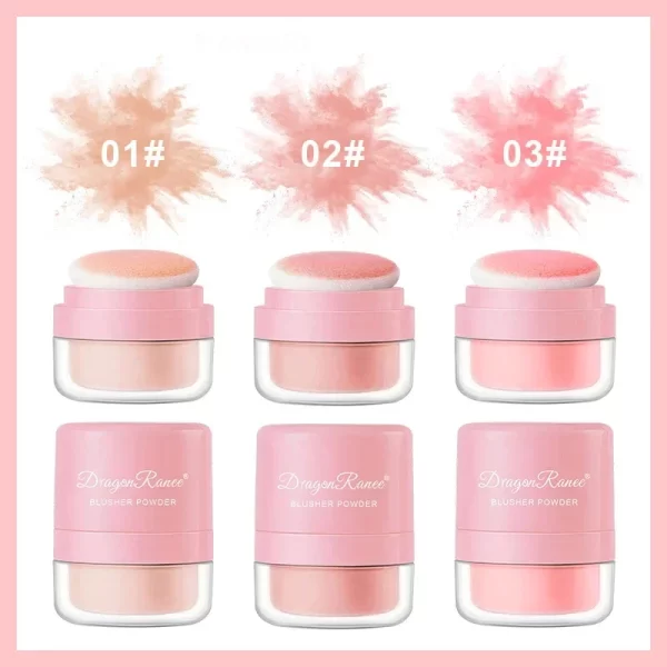 Cheek Tint Blusher Powder Lasting Natural Mineral Loose Powder Multi-purpose Peach Pink Rouge Pigments with Sponge Cosmetic Tool - Image 4