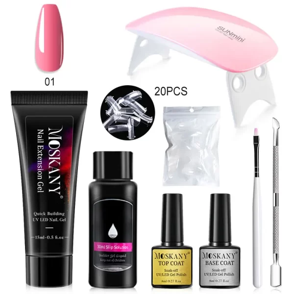 Poly Nail Gel Full Set With 6W LED Lamp Nail Set For Beginner Nail Tips Art 3D Design Decoration Extension Manicure Tools Kit - Image 15
