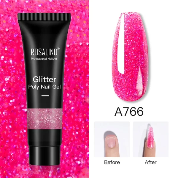 ROSALIND Colorful 15ml Poly Nail Gel Semi Permanent Acrylic Liquid Fast Extension Nail Gel Build Cured with UV/LED Lamp - Image 11