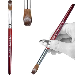 UsiDaer Kolinsky Nail Brush Acrylic with Red Round Wooden Handle and 100% Kolinsky Sable Hair for Crystal UV Gel Painting