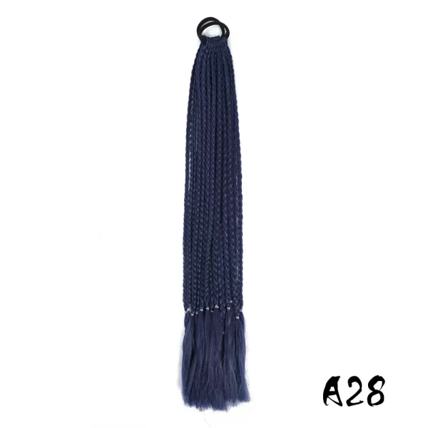Synthetic Colored Braided Ponytail Hair Extension 60CM Elastic Rubber Band Braiding Ponytail Hair Extensions For Girls - Image 12