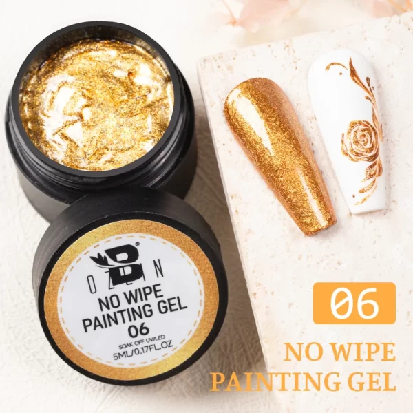 BOZLIN 5ml 4 In 1 No Wipe Painting Gel Varnish Black White Color Painting Liner Nail Art Glitter UV Gel Top Coat Manicure Polish - Image 9