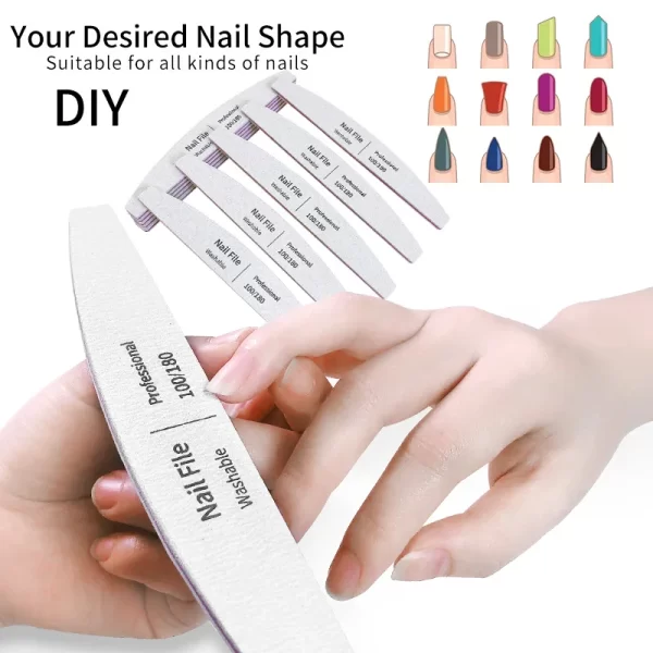 Nail File 100 to 180 Professional Tools Emery for Manicure Lime 240 Sandpaper Gel Polishing Files for Nails Buffers Set Polisher - Image 7