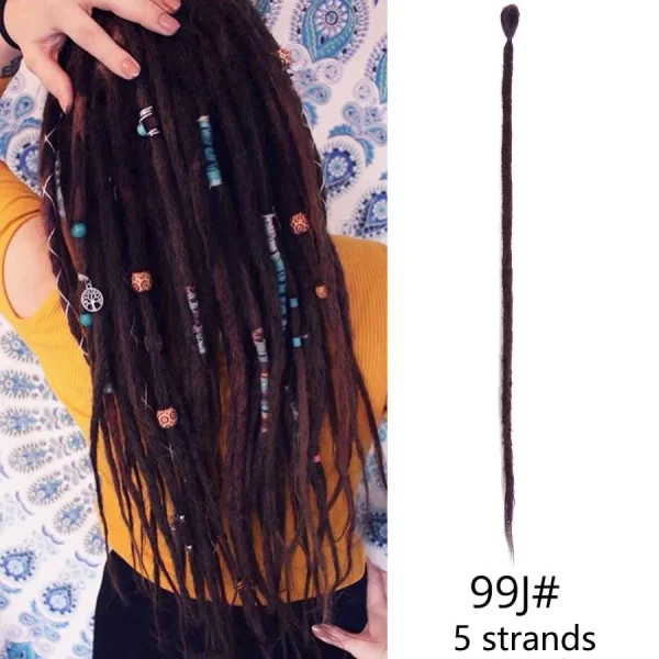 5strands Dreadlocks Hair Extensions Synthetic Faux Locs Crochet Hair Braids Hip-hop Knotless Hook Ombre Braiding African Tribe - Image 33