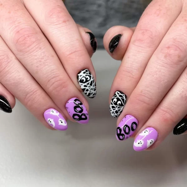 Red Spider Printed False Nails Halloween Nail Art Decor Press on Nails for Girl Gifts Short Round Cool y2k Style Fake Nail Tips - Image 26