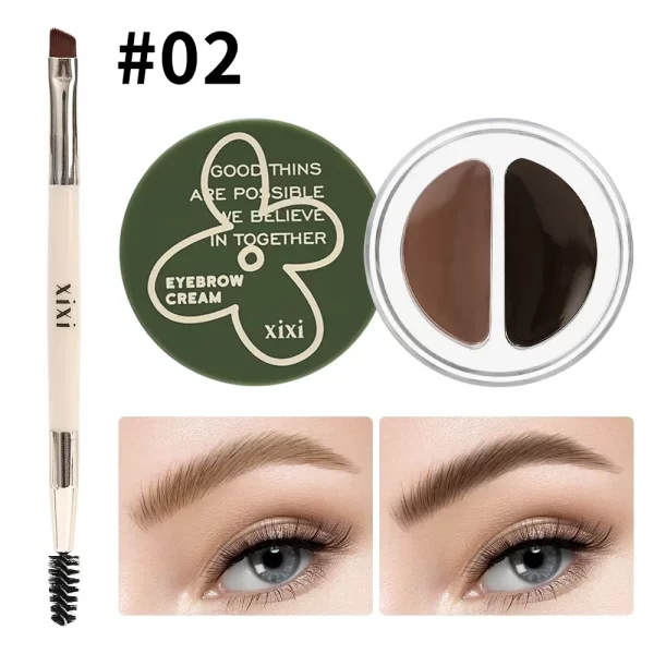 Matte Eyeliner Eyebrow Cream Gel 2 in 1 Waterproof Long Lasting Contouring Brown Black Brow Cream with Brushes Makeup Cosmetics - Image 12