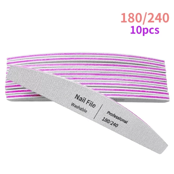 Nail File 100 to 180 Professional Tools Emery for Manicure Lime 240 Sandpaper Gel Polishing Files for Nails Buffers Set Polisher - Image 19